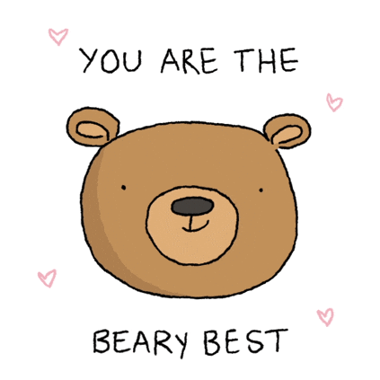 Cute animated bear holding a heart